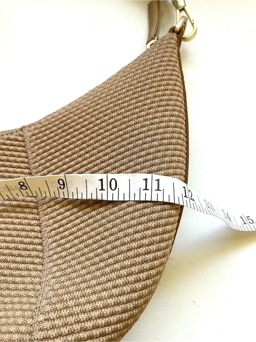 Rothy’s The Hobo Shoulder Bag Brown Woven Knit Crescent Recycled Handbag Purse - Picture 10 of 11